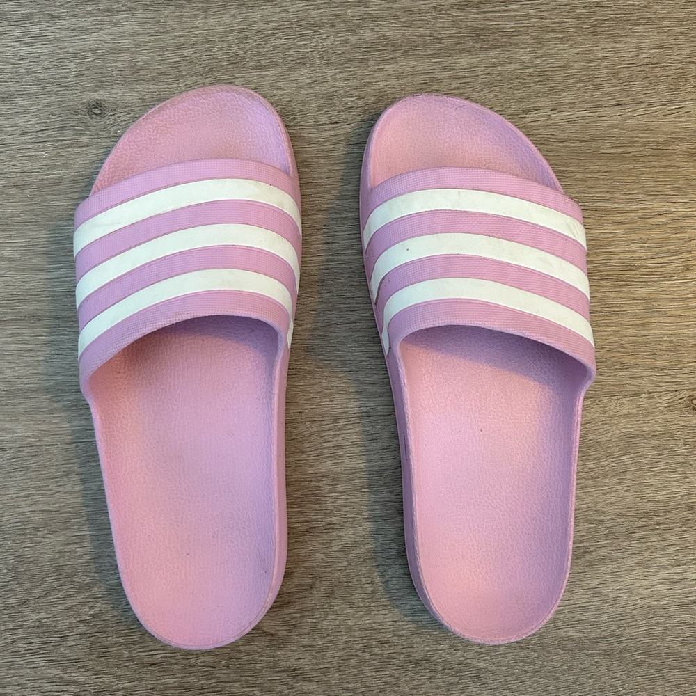 Pink Adidas slides